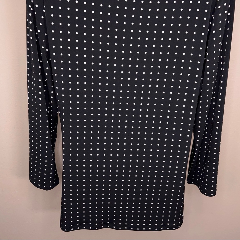 White House Black Market Black Polka Dot Long Sleeve Blouse - Picture 9 of 15